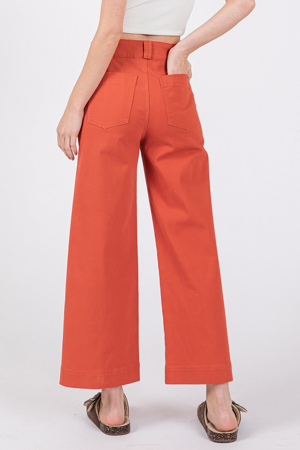 SAGE + FIG Wide Leg Cropped Pants in Cinnamon