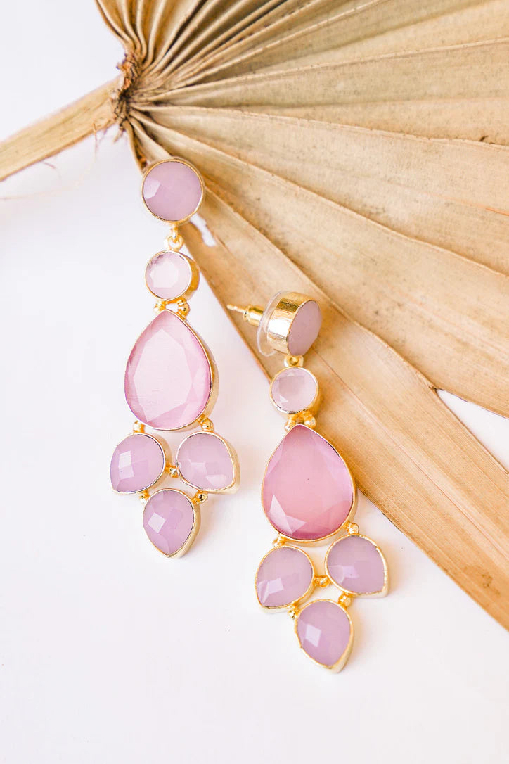 Dasha Royal Rose Quartz Dangle Earrings