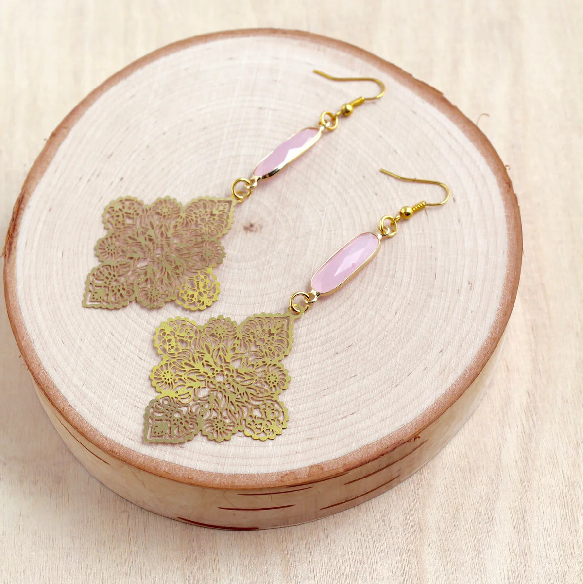 Gold Lase Cut Dangle Earrings