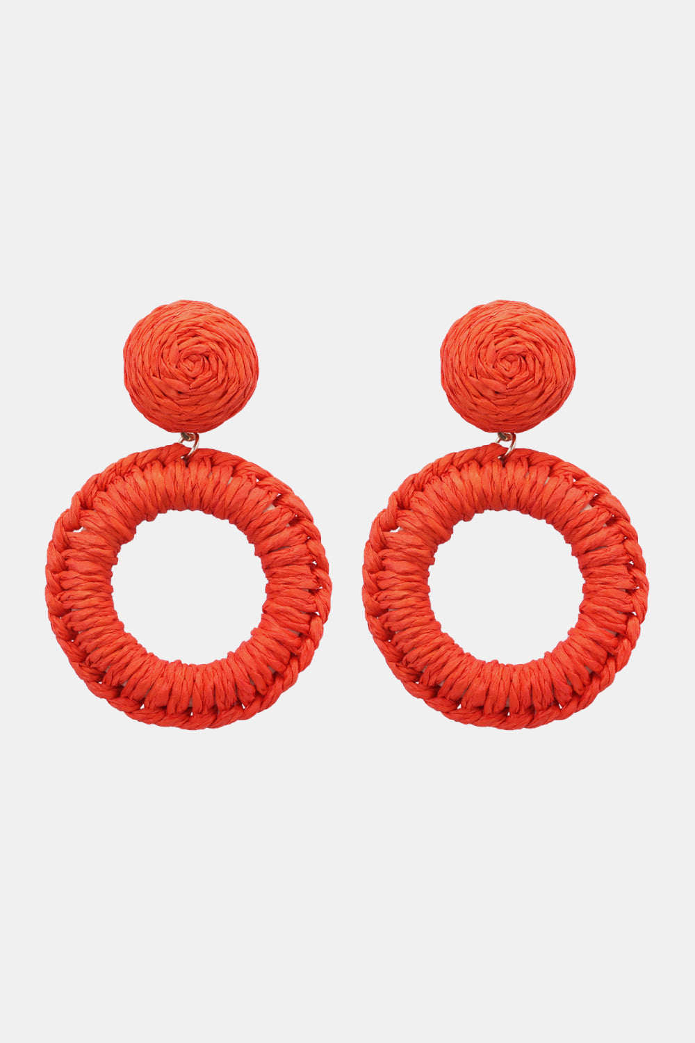 Raffia Grass Summer Tropical Dangle Post Earrings 10 Color Options