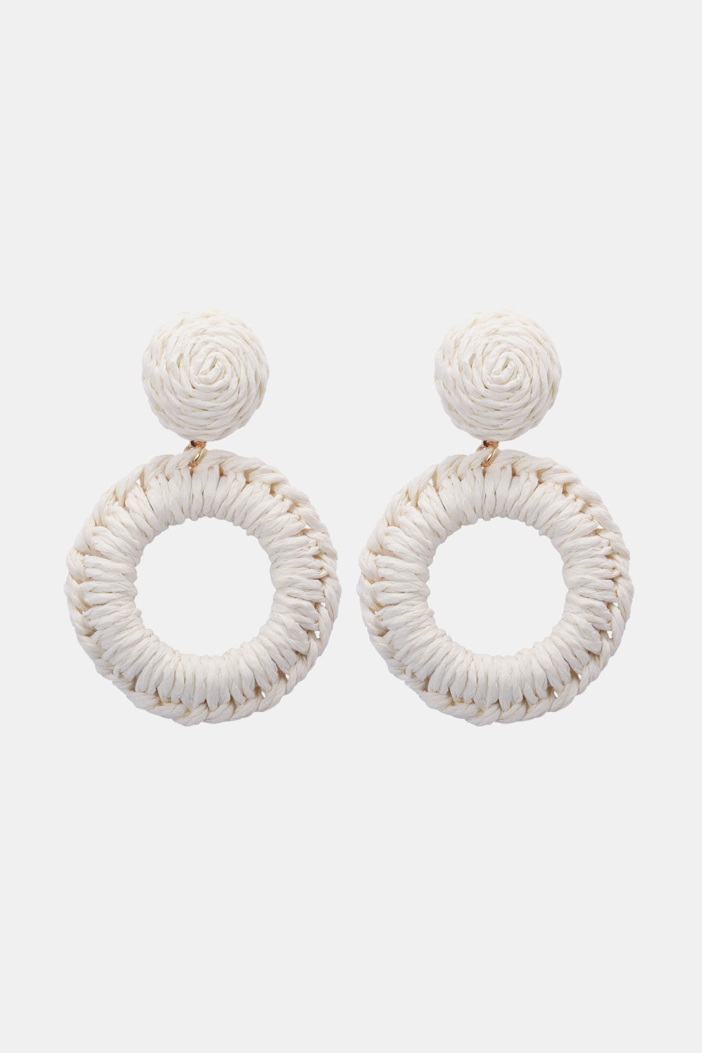 Raffia Grass Summer Tropical Dangle Post Earrings 10 Color Options