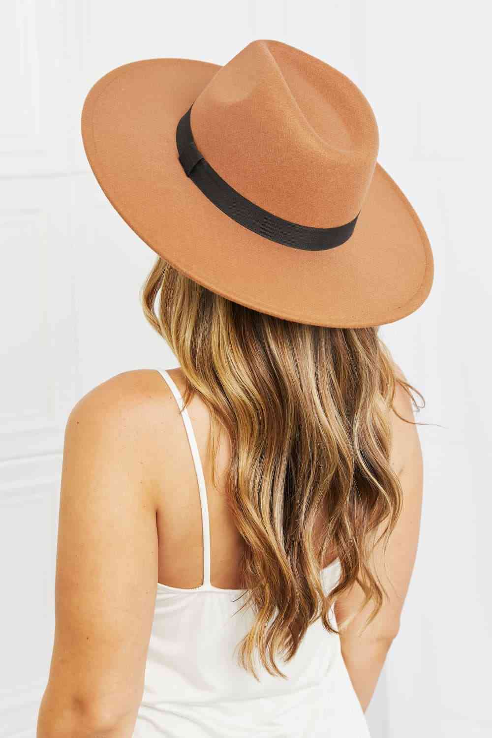 Fame Enjoy The Simple Things: Tan Polyester Felt Fedora Hat Adjustable