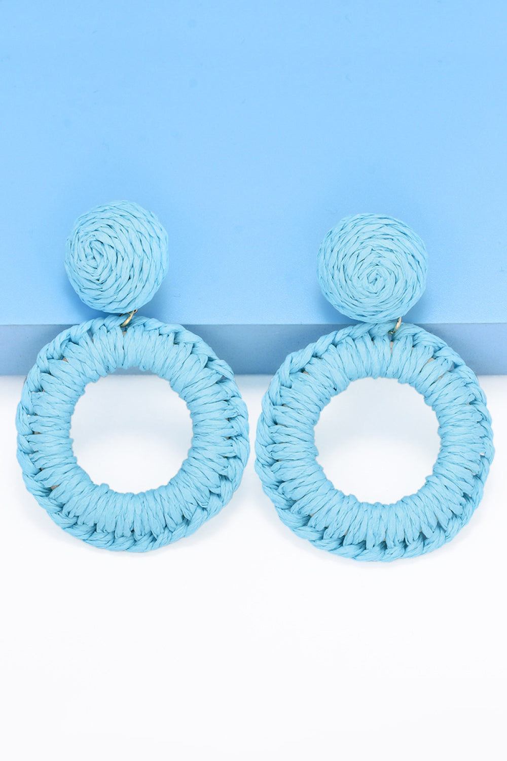 Raffia Grass Summer Tropical Dangle Post Earrings 10 Color Options