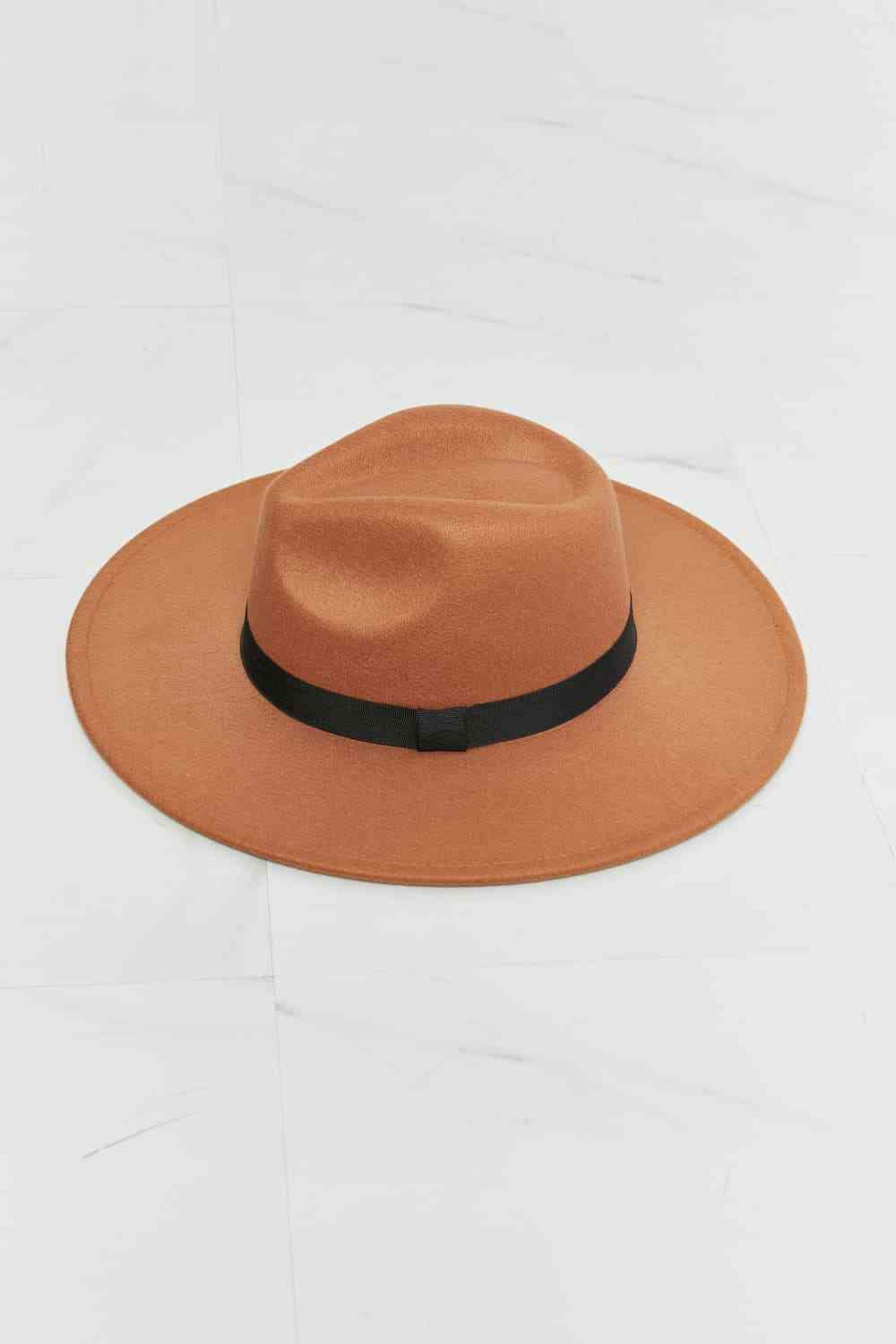 Fame Enjoy The Simple Things: Tan Polyester Felt Fedora Hat Adjustable