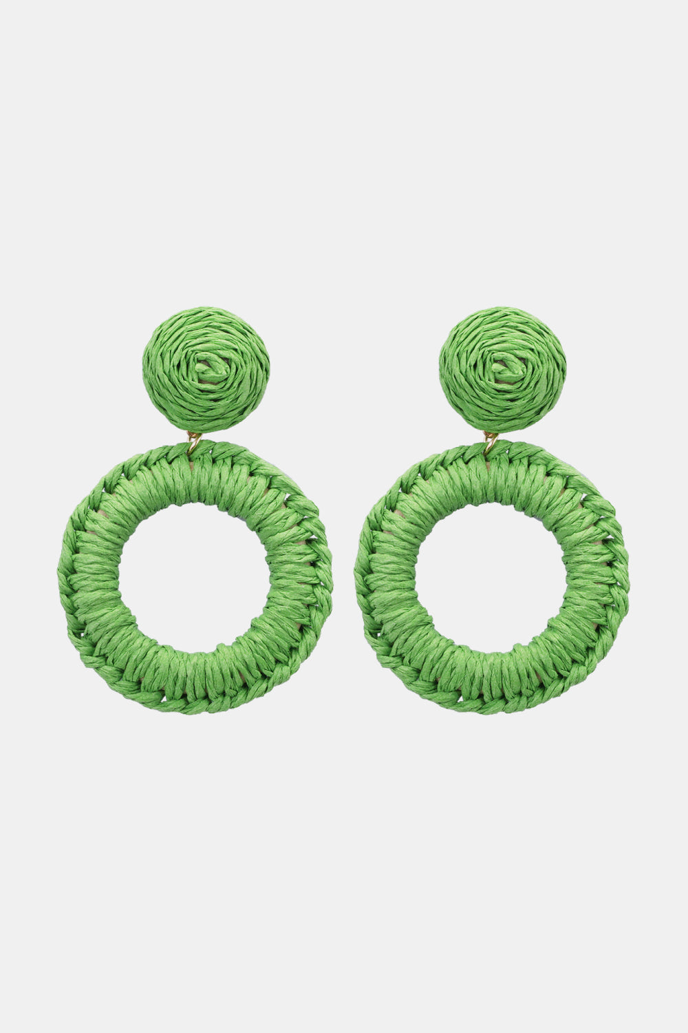 Raffia Grass Summer Tropical Dangle Post Earrings 10 Color Options