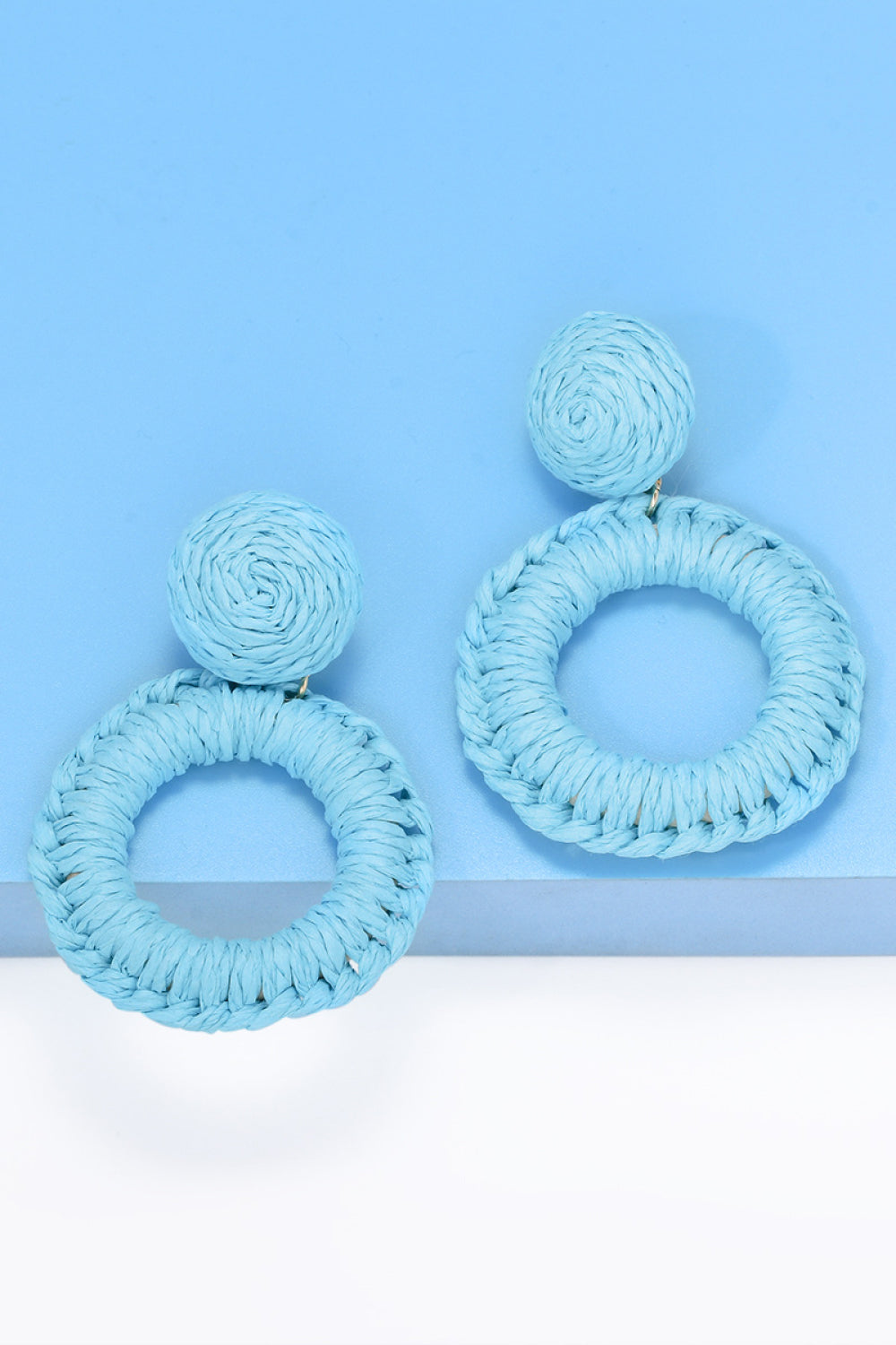 Raffia Grass Summer Tropical Dangle Post Earrings 10 Color Options