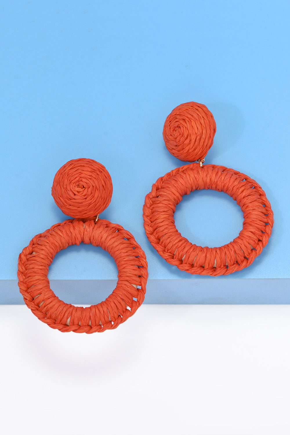 Raffia Grass Summer Tropical Dangle Post Earrings 10 Color Options