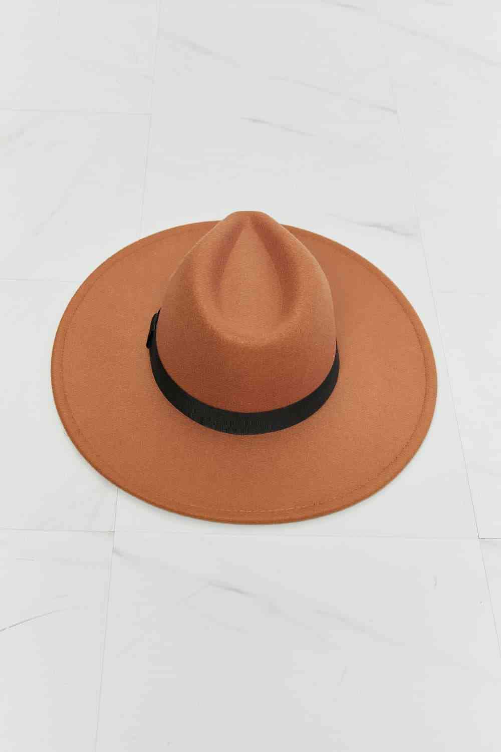Fame Enjoy The Simple Things: Tan Polyester Felt Fedora Hat Adjustable