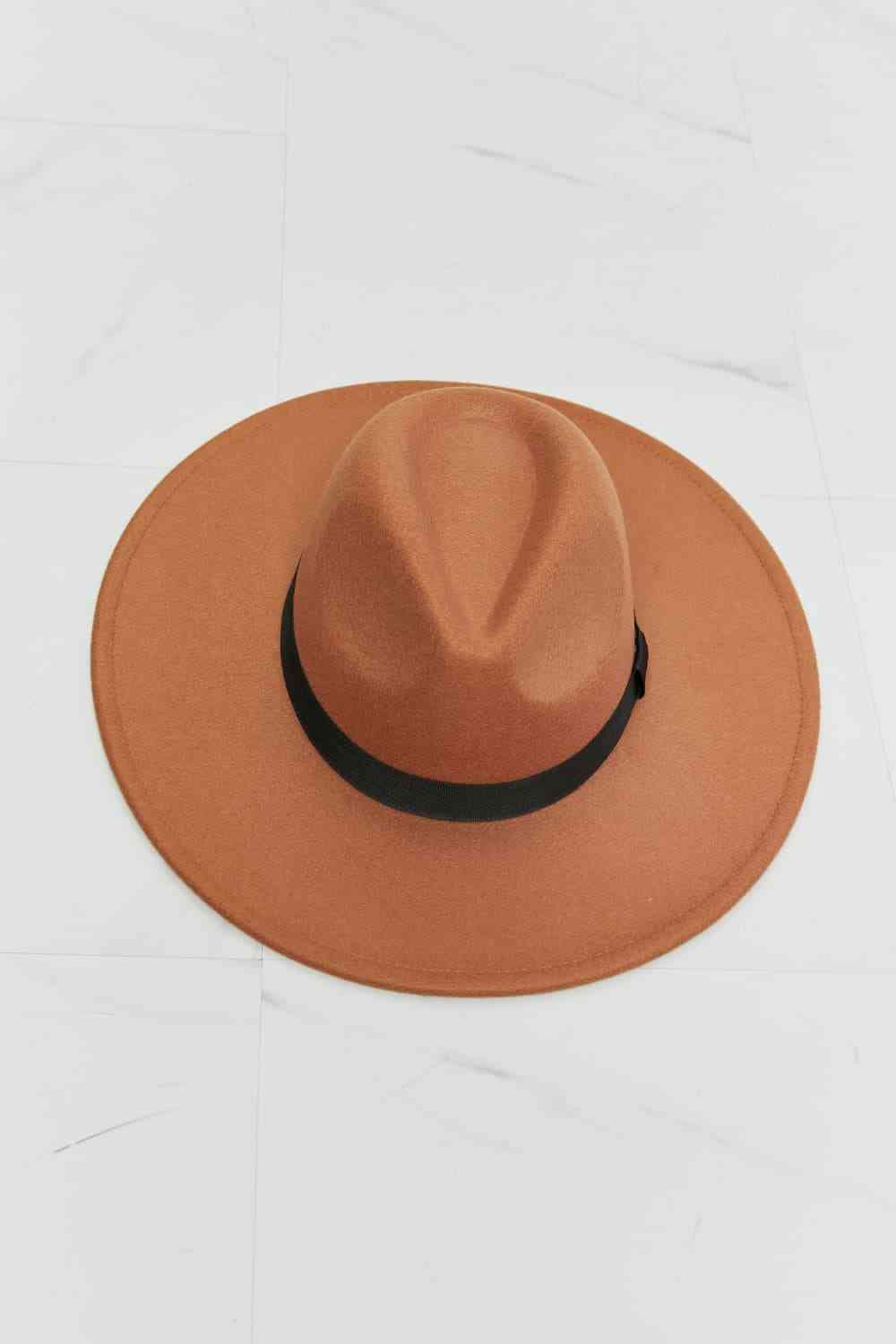 Fame Enjoy The Simple Things: Tan Polyester Felt Fedora Hat Adjustable