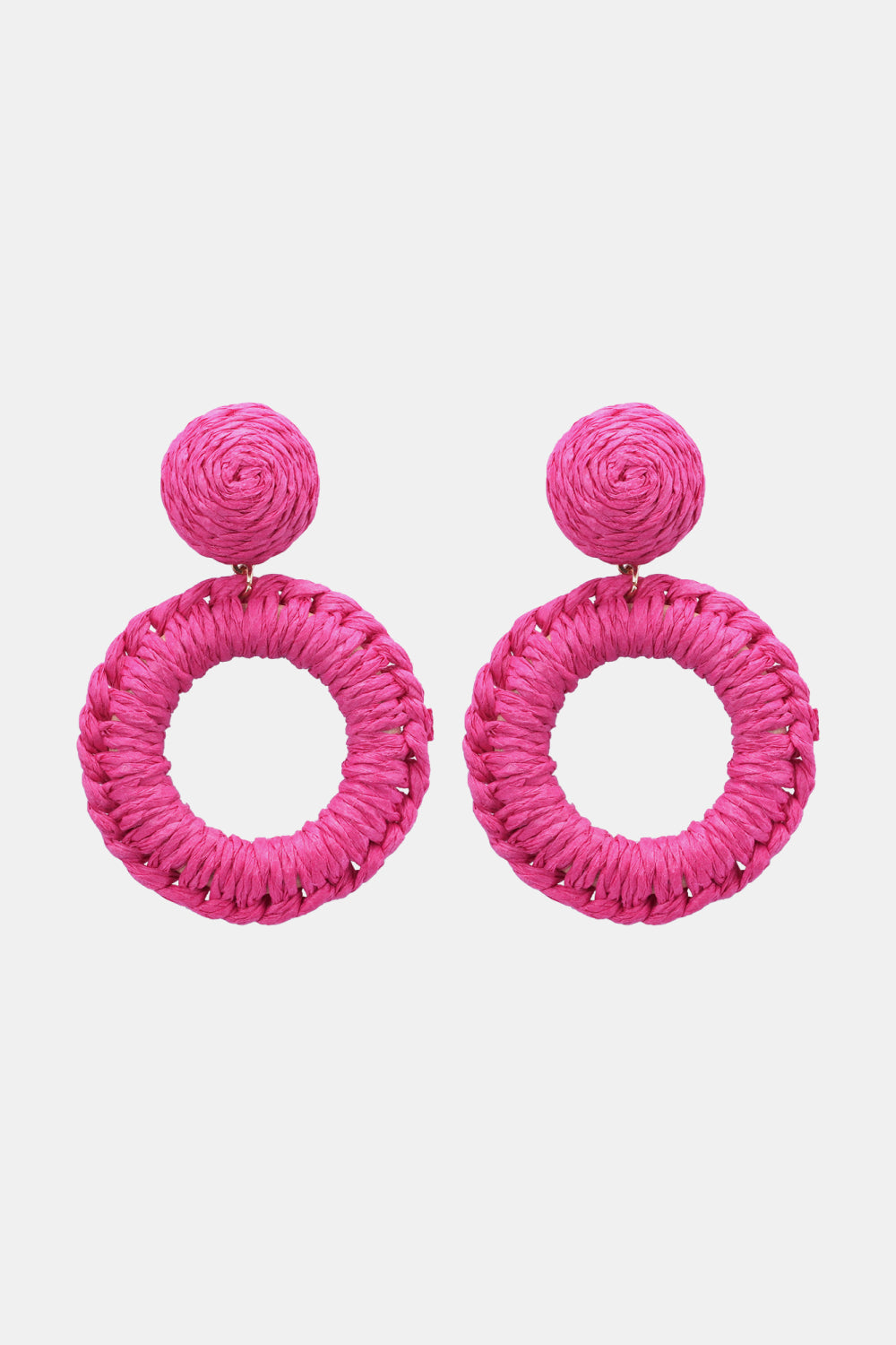 Raffia Grass Summer Tropical Dangle Post Earrings 10 Color Options