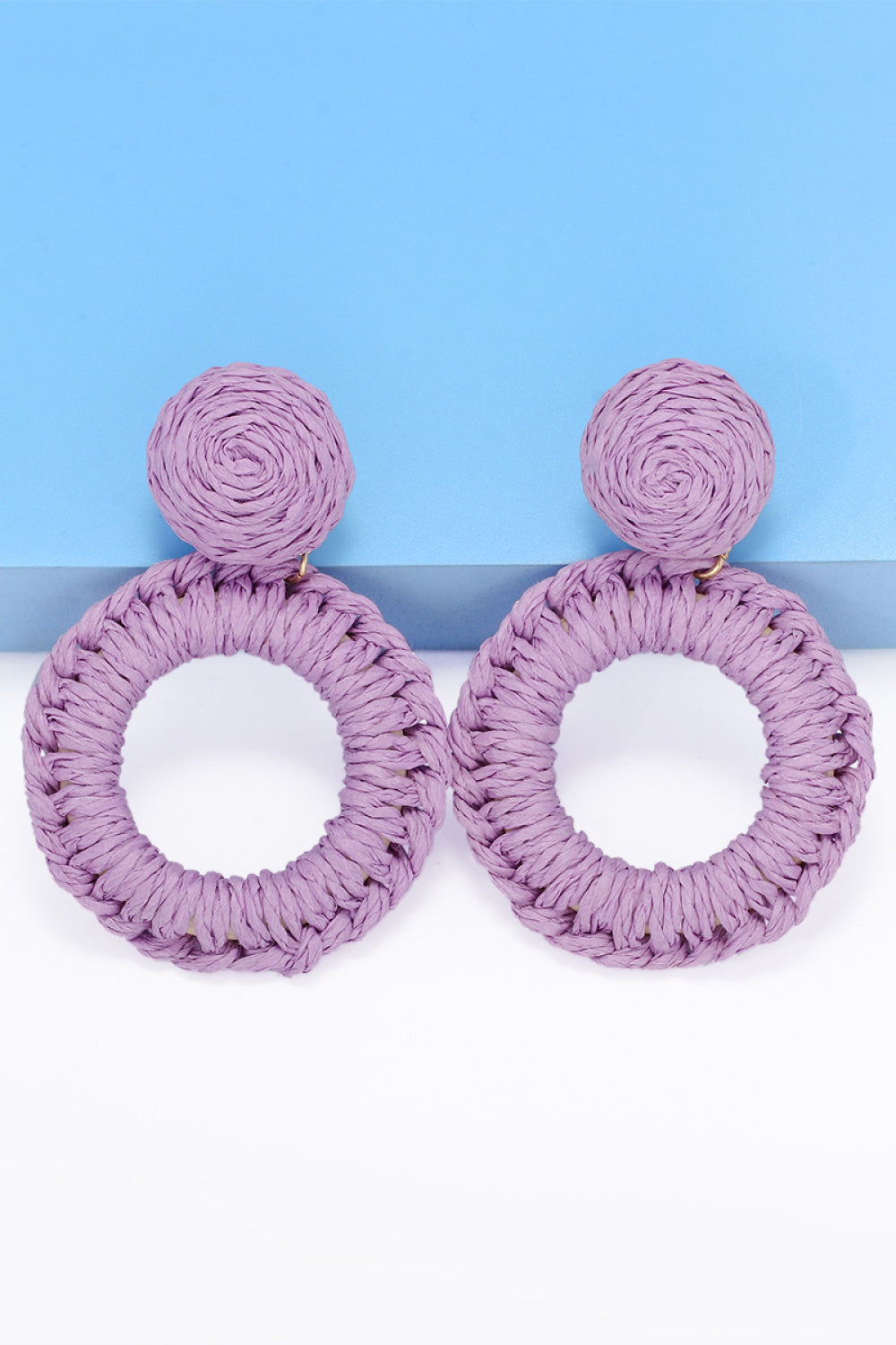 Raffia Grass Summer Tropical Dangle Post Earrings 10 Color Options