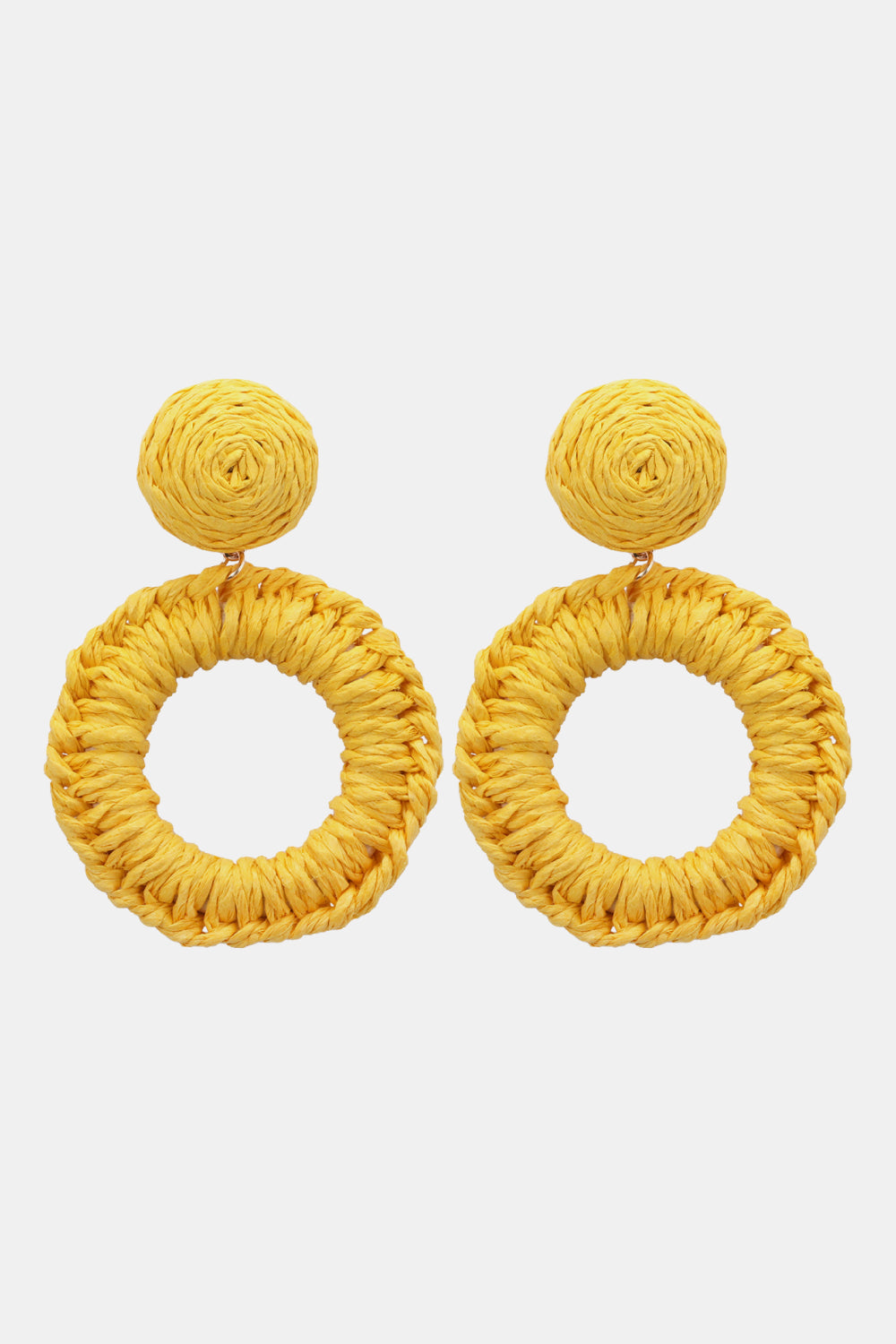 Raffia Grass Summer Tropical Dangle Post Earrings 10 Color Options