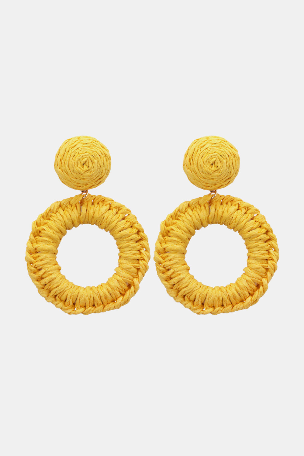 Raffia Grass Summer Tropical Dangle Post Earrings 10 Color Options