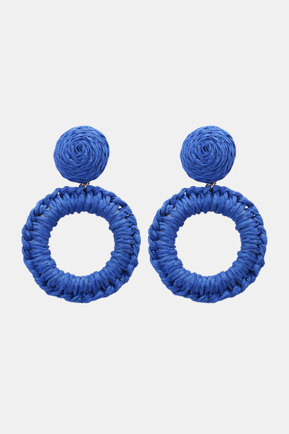Raffia Grass Summer Tropical Dangle Post Earrings 10 Color Options