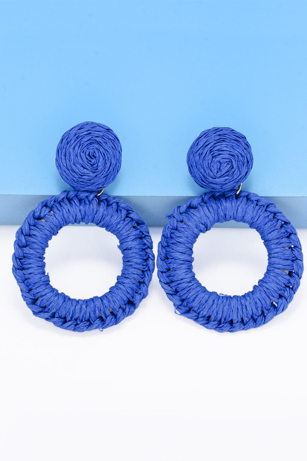 Raffia Grass Summer Tropical Dangle Post Earrings 10 Color Options