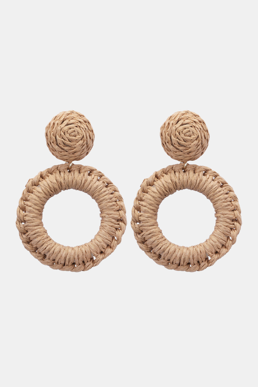 Raffia Grass Summer Tropical Dangle Post Earrings 10 Color Options