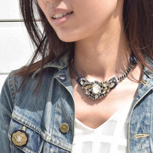 Elizabeth Handmade Ribbon Bib Statement Necklace