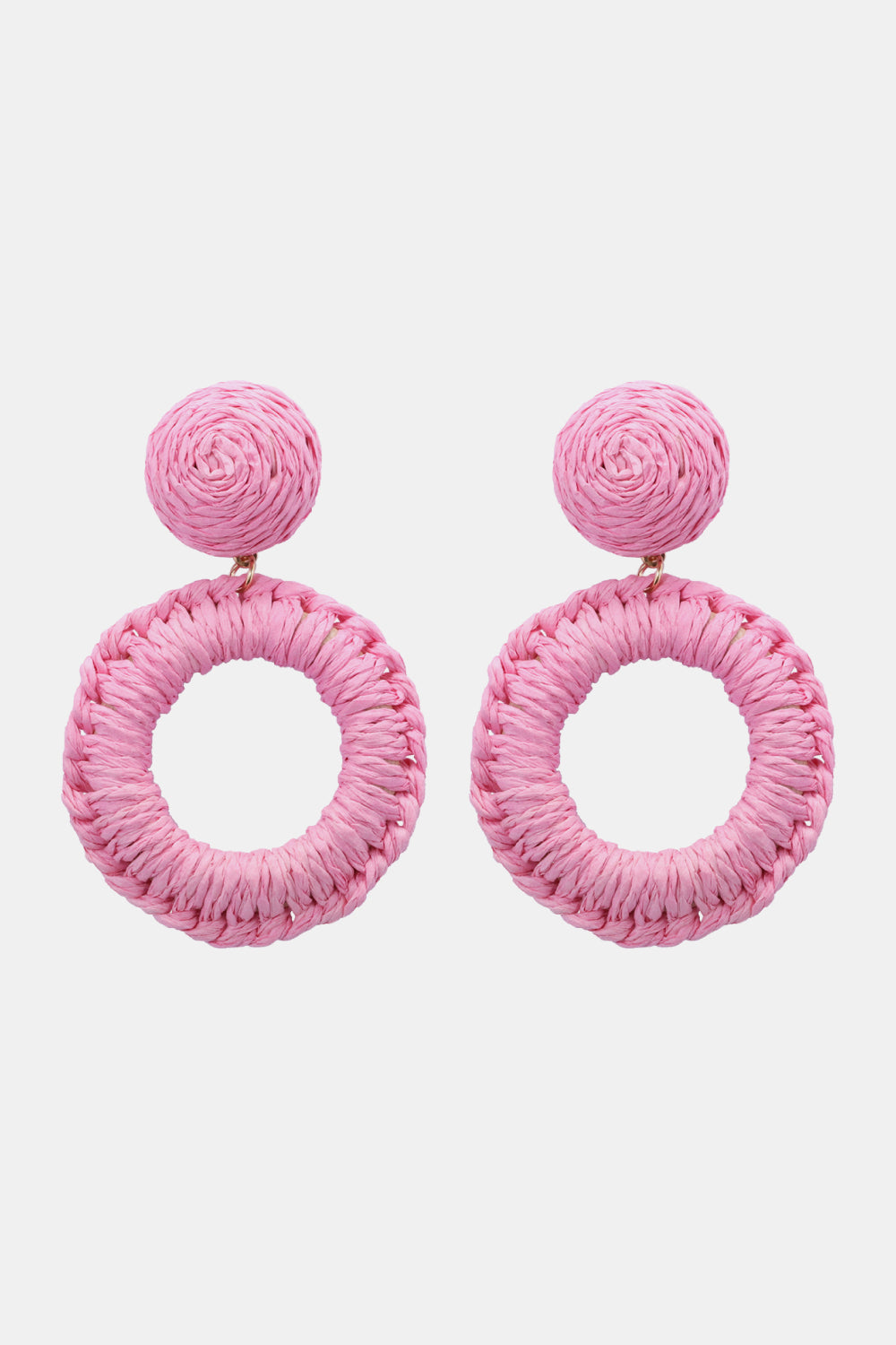 Raffia Grass Summer Tropical Dangle Post Earrings 10 Color Options