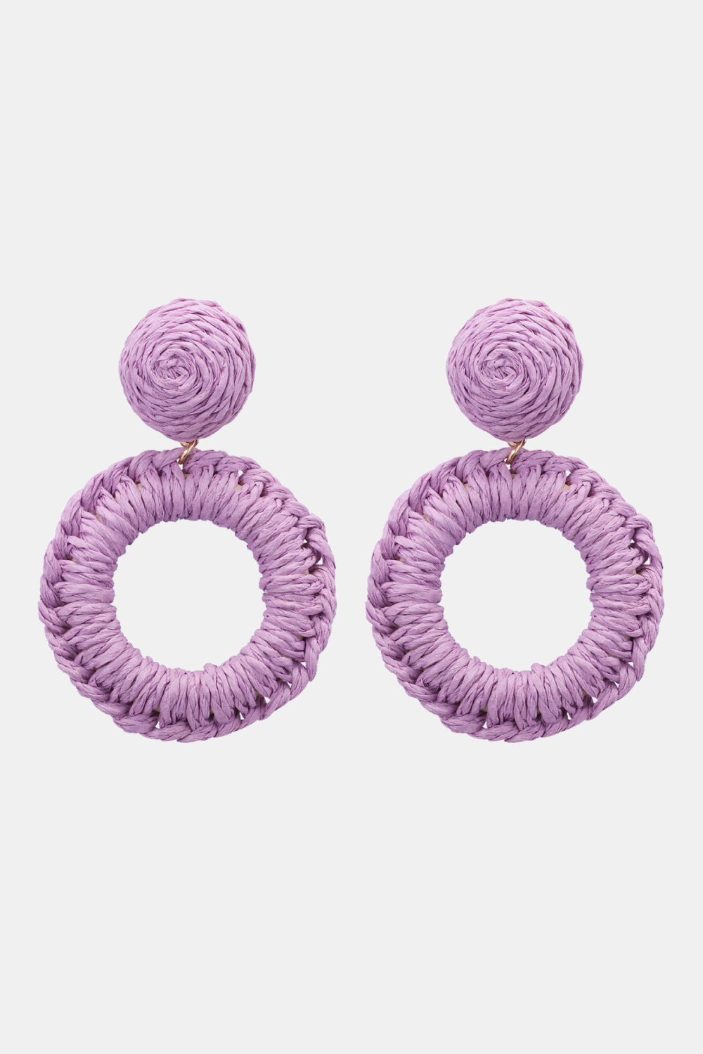 Raffia Grass Summer Tropical Dangle Post Earrings 10 Color Options