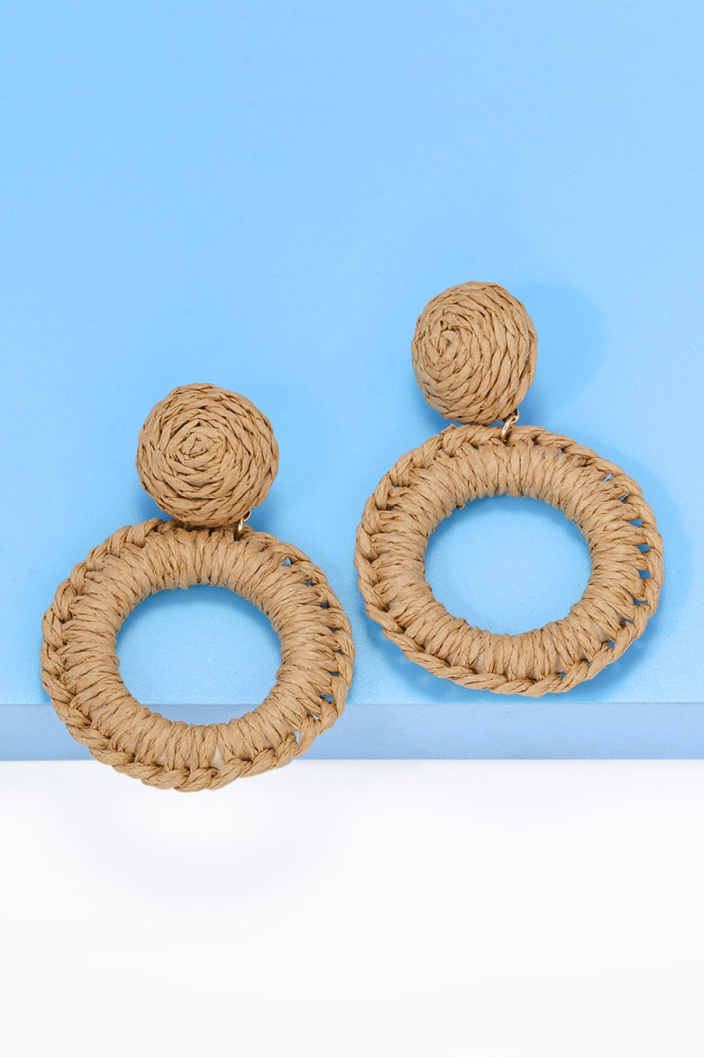 Raffia Grass Summer Tropical Dangle Post Earrings 10 Color Options