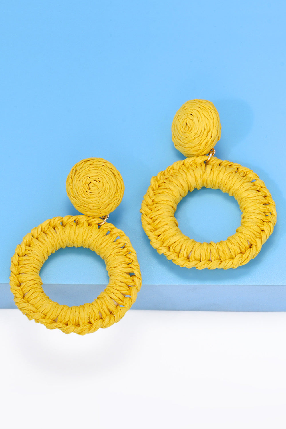 Raffia Grass Summer Tropical Dangle Post Earrings 10 Color Options