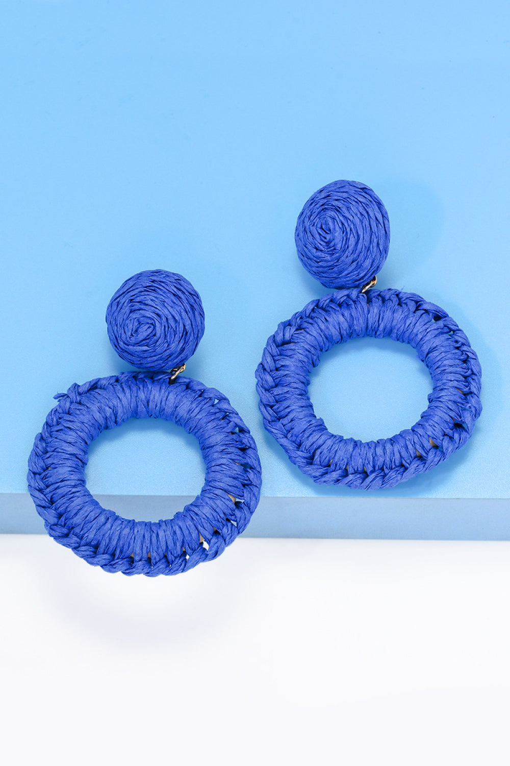 Raffia Grass Summer Tropical Dangle Post Earrings 10 Color Options