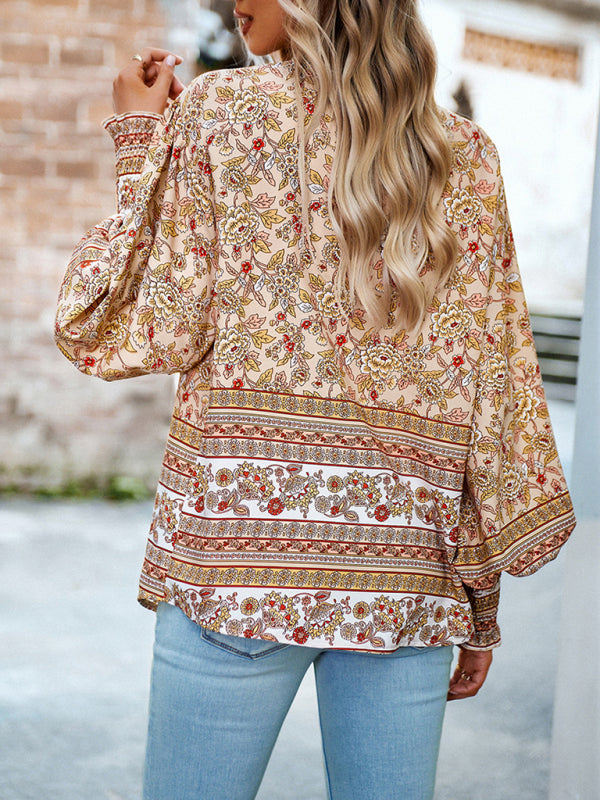 Floral Paisley Casual to Dressy Long Sleeve Button Down Top