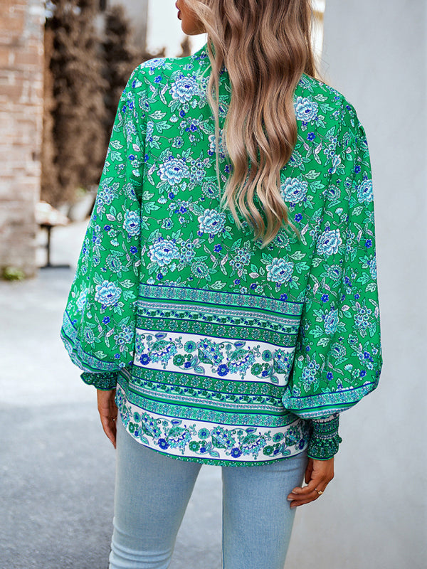 Floral Paisley Casual to Dressy Long Sleeve Button Down Top