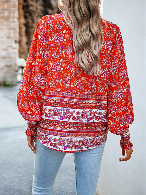 Floral Paisley Casual to Dressy Long Sleeve Button Down Top