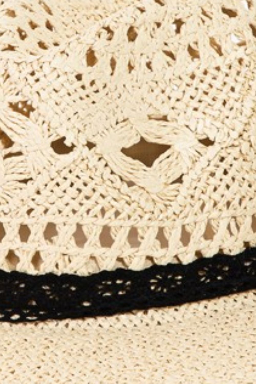 Fame Openwork Lace Detail Wide Brim Summer Beach Vacation Hat