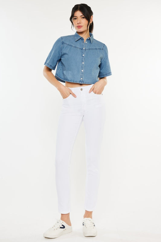 Kancan White High Rise Ankle Skinny Jeans Junior Sizing