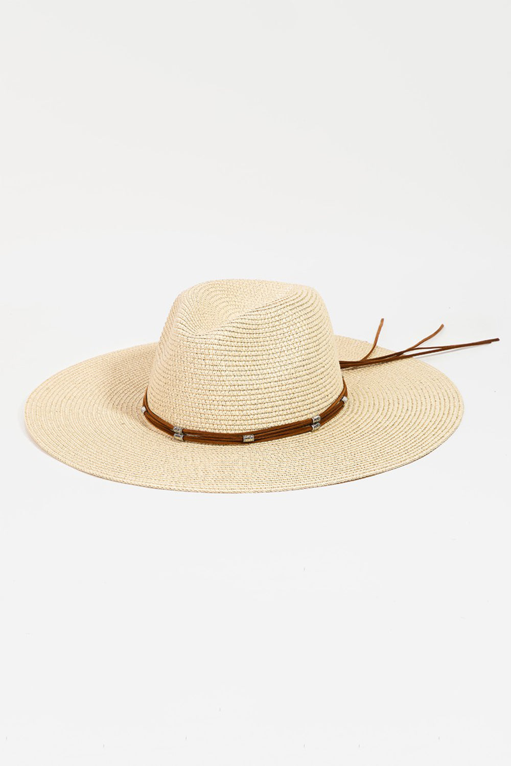 Fame Rope Strap Wide Brim Paper Blend Woven Summer Beach Vacation Hat Adustable