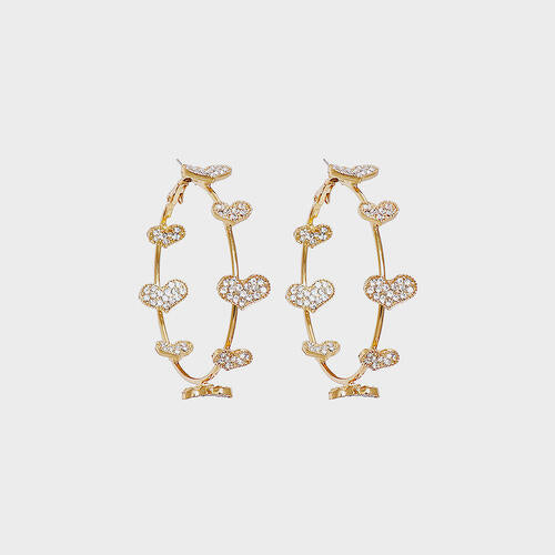 Floral Rhinestone Gold Toed Hoop Earrings