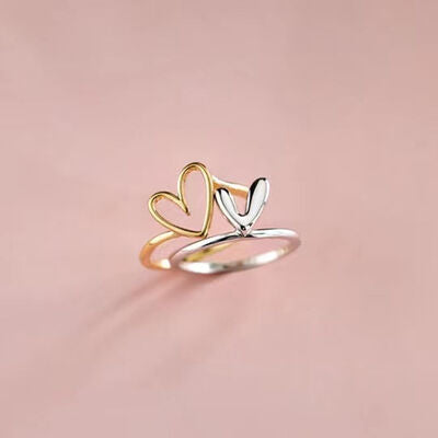 Sterling Silver & Gold Tone Abstract Heart Ring