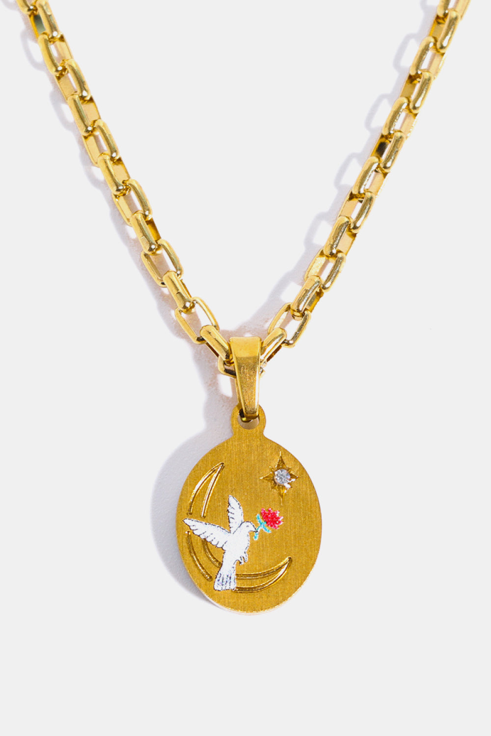 Summer Floral Pendants Stainless Steel 18K Gold-Plated Necklace