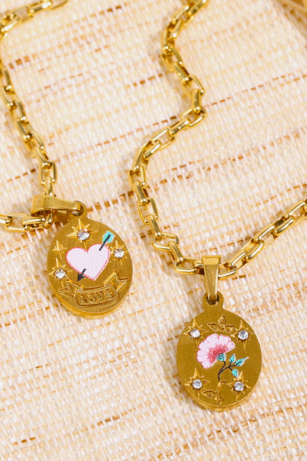 Summer Floral Pendants Stainless Steel 18K Gold-Plated Necklace