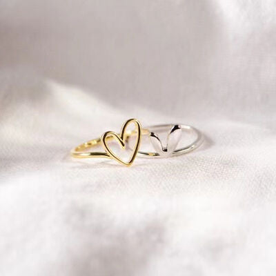 Sterling Silver & Gold Tone Abstract Heart Ring