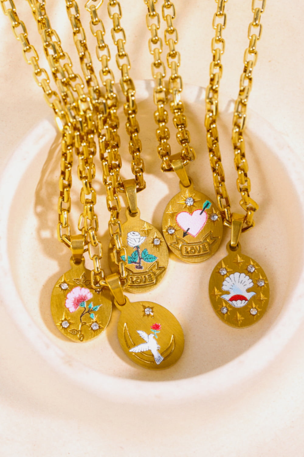 Summer Floral Pendants Stainless Steel 18K Gold-Plated Necklace