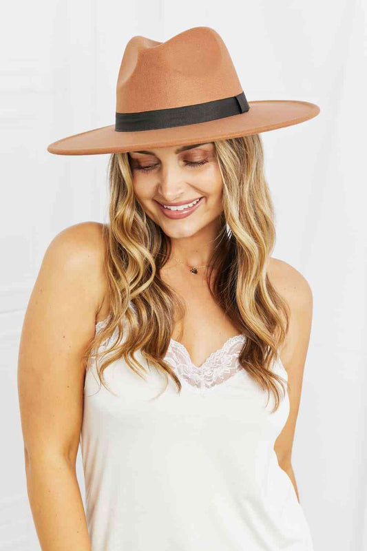 Fame Enjoy The Simple Things: Tan Polyester Felt Fedora Hat Adjustable