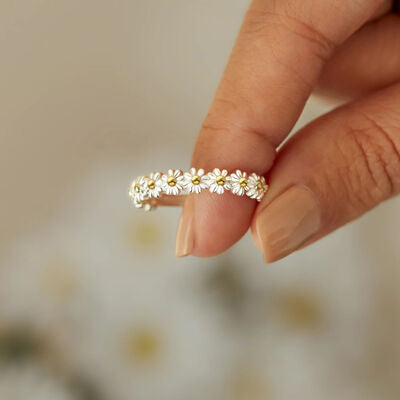 Sterling Silver & Gold Plated 3-D Flower Daisy Ring