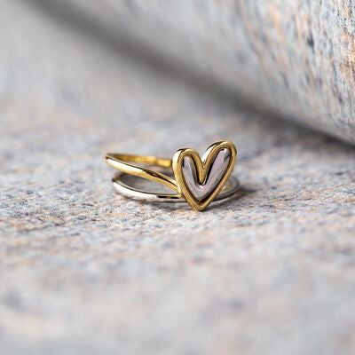 Sterling Silver & Gold Tone Abstract Heart Ring