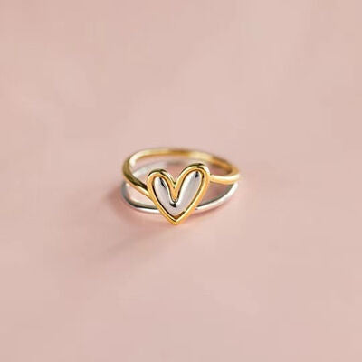 Sterling Silver & Gold Tone Abstract Heart Ring