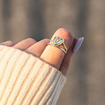 Sterling Silver & Gold Tone Abstract Heart Ring