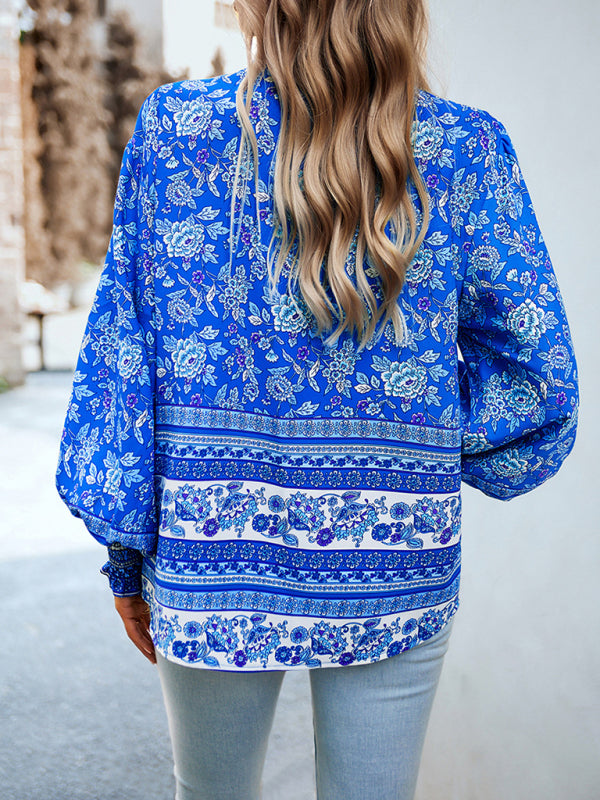 Floral Paisley Casual to Dressy Long Sleeve Button Down Top