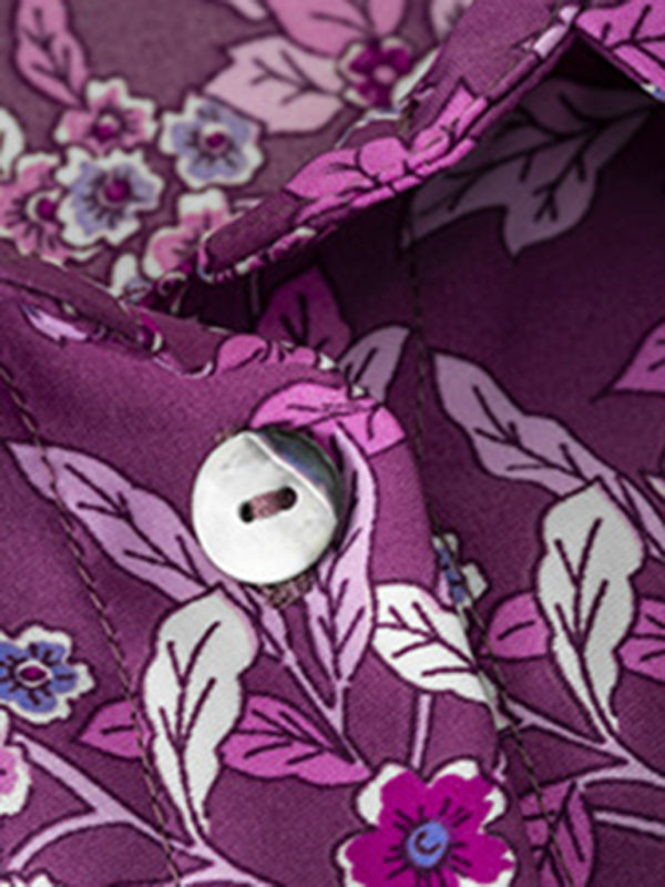 Floral Paisley Casual to Dressy Long Sleeve Button Down Top